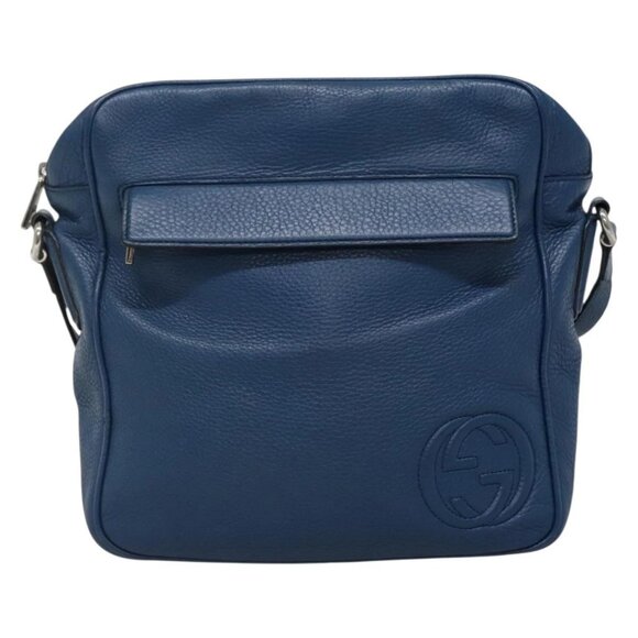 GUCCI Shoulder Bag Leather Blue Silver 337084 Auth 130167 - Picture 11 of 16